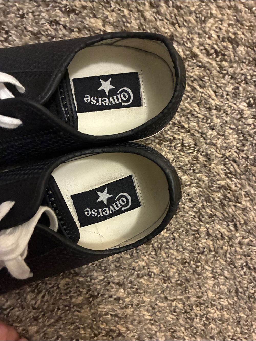 Converse Low-Top Black Canvas Sneakers with White Toe Cap - Picture 3 of 6